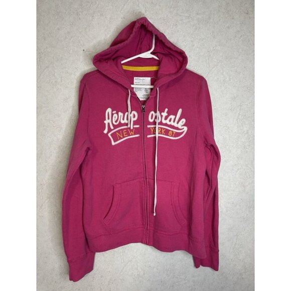 AEROPOSTALE Pink Zip Up Hoodie Sweatshirt Jacket Y2k 90’s Barbie McBling NY XL - Picture 2 of 7